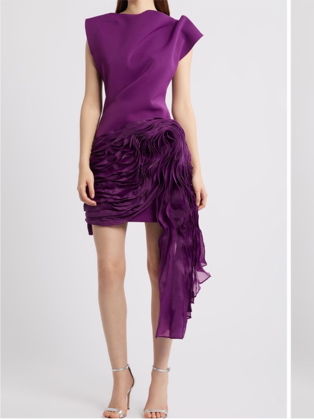 ✨NEW✨ ACLER Wigbeth Pleated Organza Overlay Dress Deep Ruby Purple